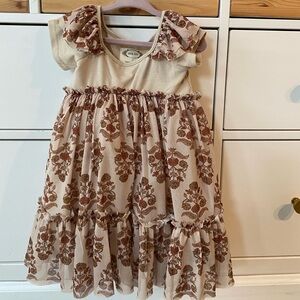 Elegant Cream and Brown Kids Dress